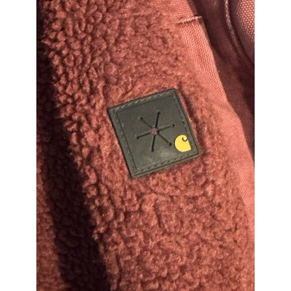 Carhartt Women’s Sandstone Berkley Sherpa Jacket Raspberry Size Large Faded Worn - Picture 12 of 12